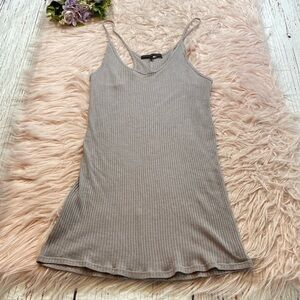 Beautiful People Grey Ribbed Stretch Tank sz L